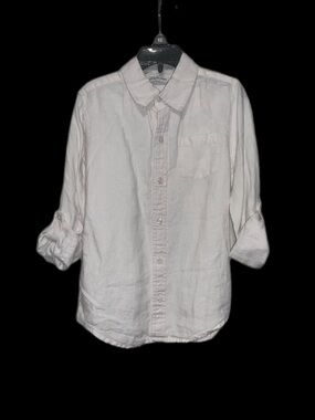 Janie and Jack Youth 100% LINEN. White Casual Button-Down Shirt